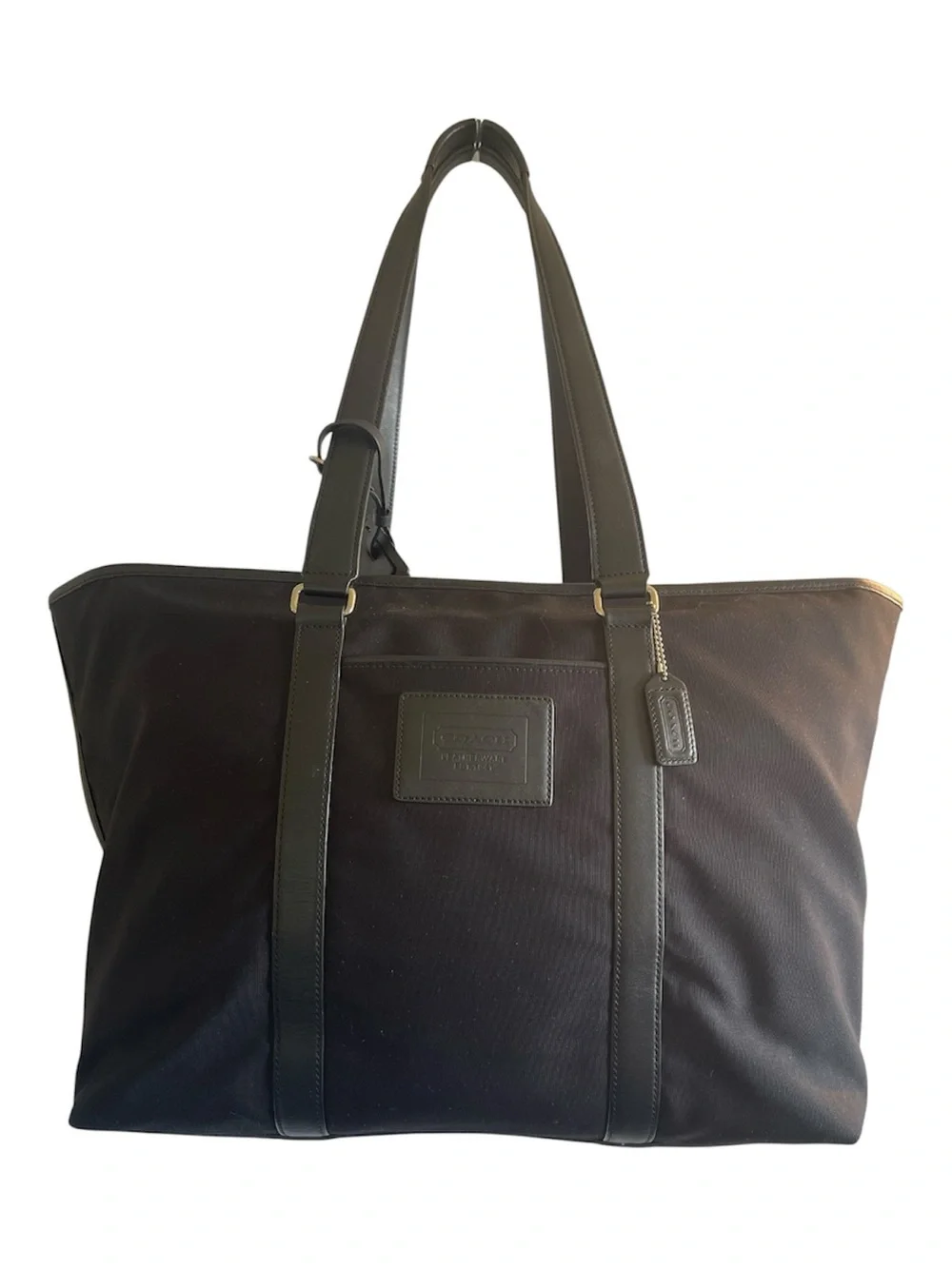 Coach Large Black Nylon & Leather Travel Tote #F77002